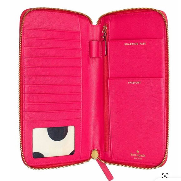 kate spade cedar street maia travel wallet passport holder red nwot - Picture 3 of 10